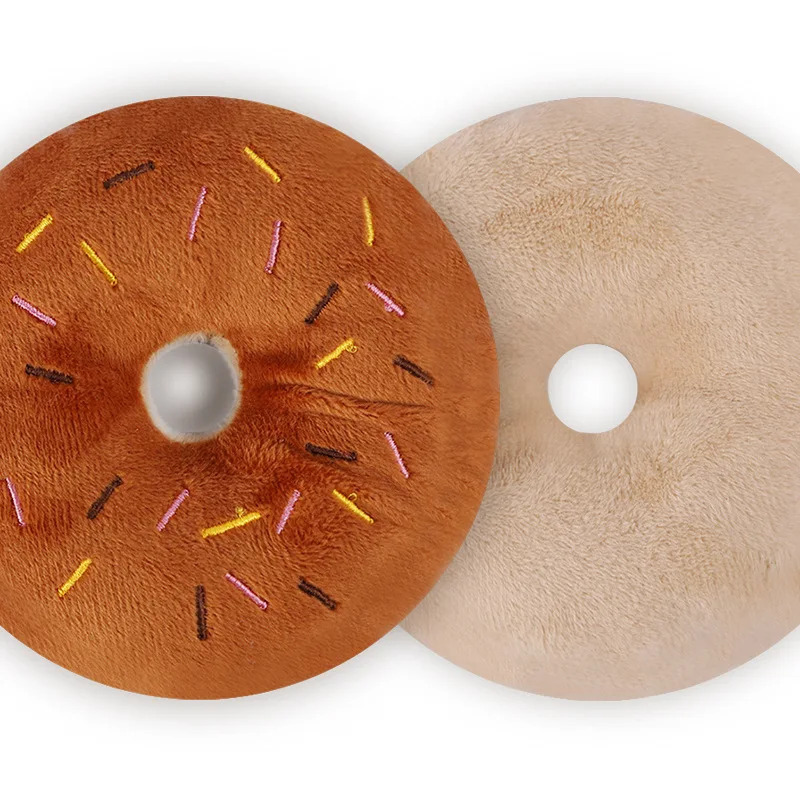 Yumshoq peluş donut it o'yinchoqlari chaynash it o'yinchoqlari Yoqimli kuchukcha Squeaker o'yinchoqlar Kichik o'rta itlar uchun kulgili interaktiv o'yinchoqlar