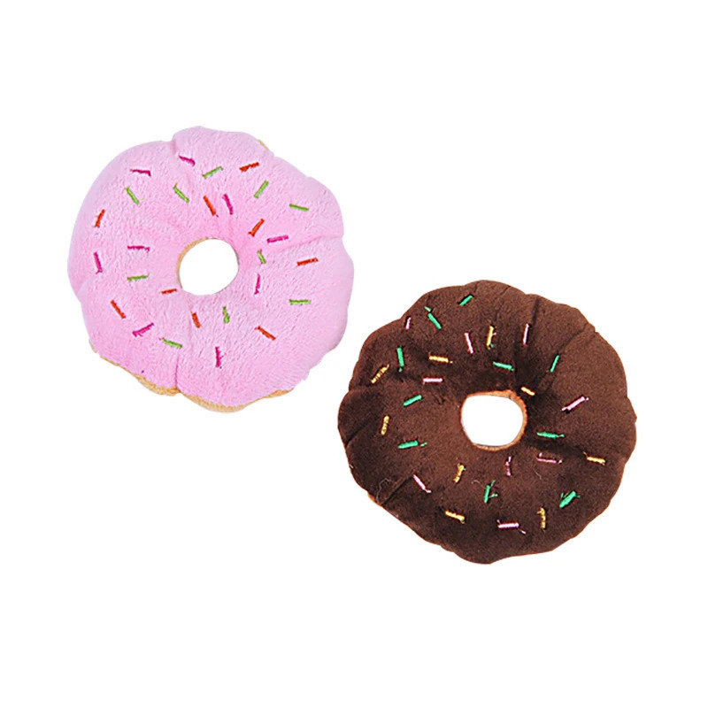 Yumshoq peluş donut it o'yinchoqlari chaynash it o'yinchoqlari Yoqimli kuchukcha Squeaker o'yinchoqlar Kichik o'rta itlar uchun kulgili interaktiv o'yinchoqlar