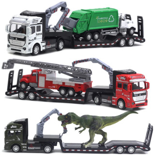 1:50 qotishma tekis transport vositasi bir nechta treylerlar 33 sm modelli avtomobil bulutli narvonli yuk mashinasi ekskavatori