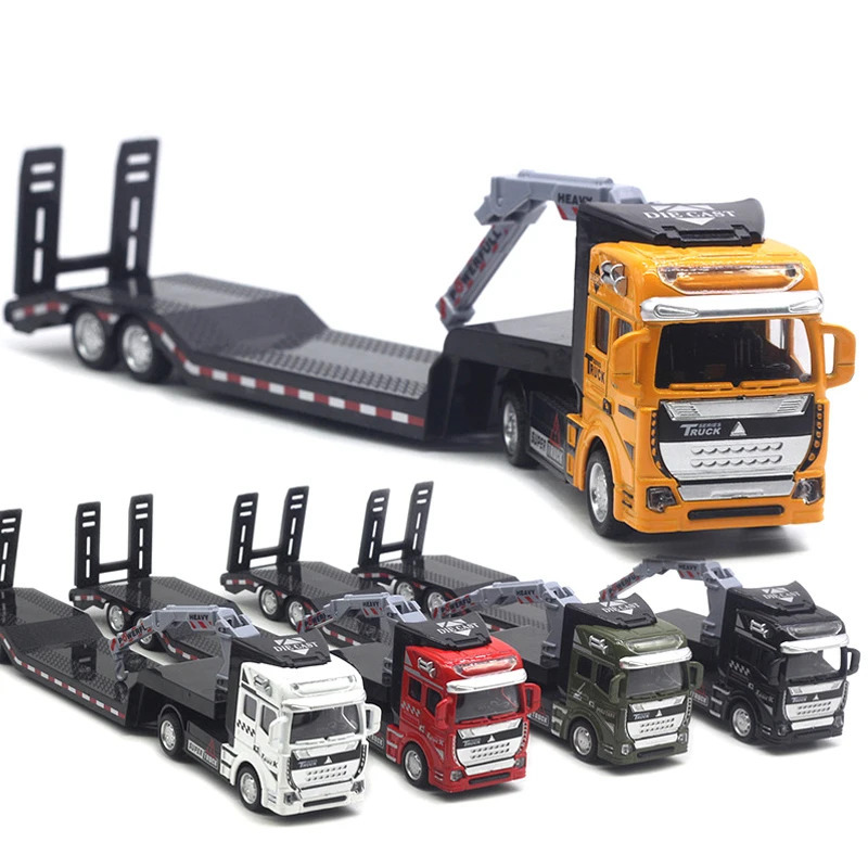 1:50 qotishma tekis transport vositasi bir nechta treylerlar 33 sm modelli avtomobil bulutli narvonli yuk mashinasi ekskavatori