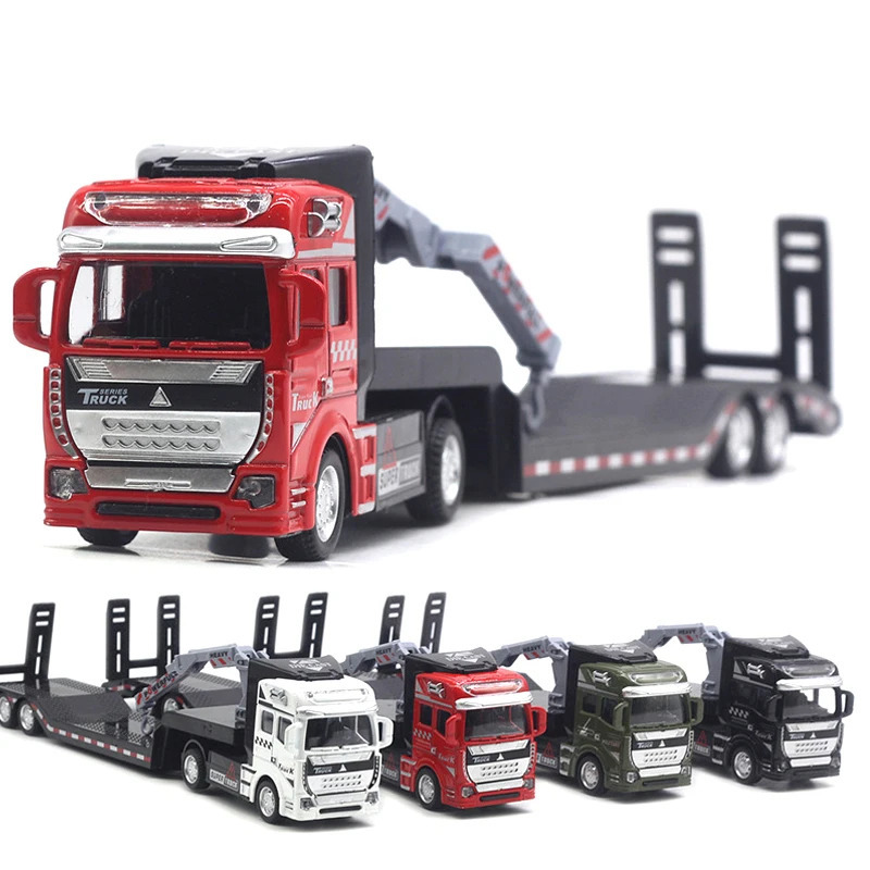 1:50 qotishma tekis transport vositasi bir nechta treylerlar 33 sm modelli avtomobil bulutli narvonli yuk mashinasi ekskavatori