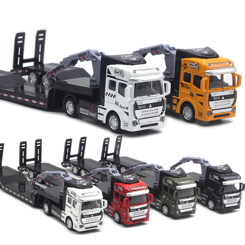 1:50 qotishma tekis transport vositasi bir nechta treylerlar 33 sm modelli avtomobil bulutli narvonli yuk mashinasi ekskavatori