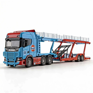 Модель грузовика Scania с двухъярусным прицепом, масштаб 1:50, из сплава, с функцией скольжения, для мальчиков, коллекционная и демонстрационная модель