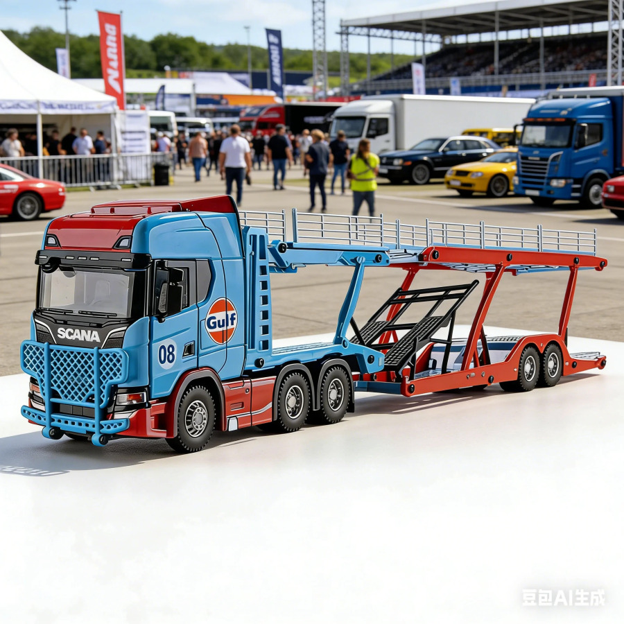 Модель грузовика Scania с двухъярусным прицепом, масштаб 1:50, из сплава, с функцией скольжения, для мальчиков, коллекционная и демонстрационная модель