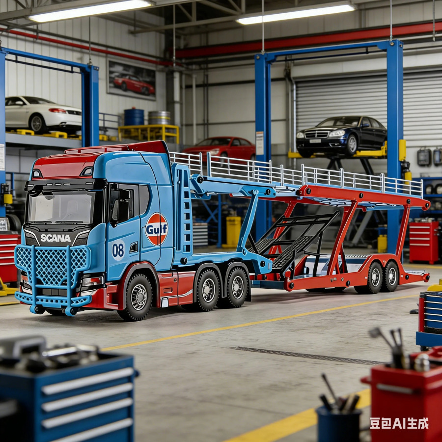 Модель грузовика Scania с двухъярусным прицепом, масштаб 1:50, из сплава, с функцией скольжения, для мальчиков, коллекционная и демонстрационная модель