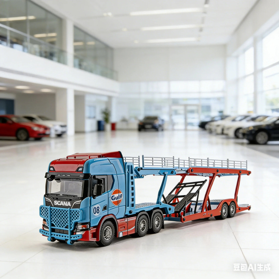 Модель грузовика Scania с двухъярусным прицепом, масштаб 1:50, из сплава, с функцией скольжения, для мальчиков, коллекционная и демонстрационная модель