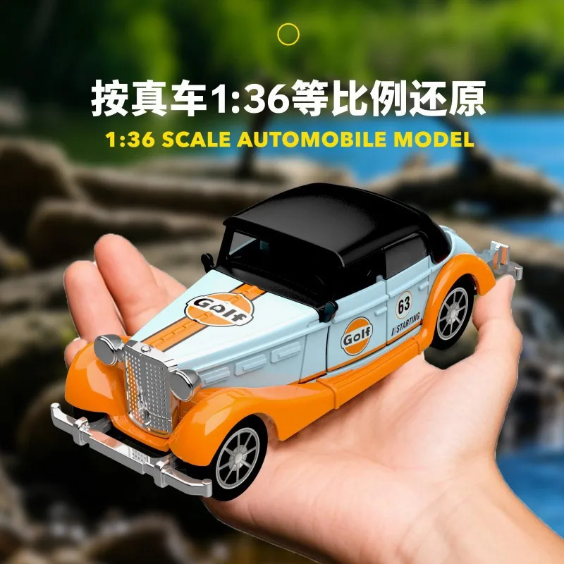 Классический 1:36 Gulf Ретро Винтаж Автомобиль из сплава Power Игрушечный автомобиль Модель Мальчика Модель Автомобиля