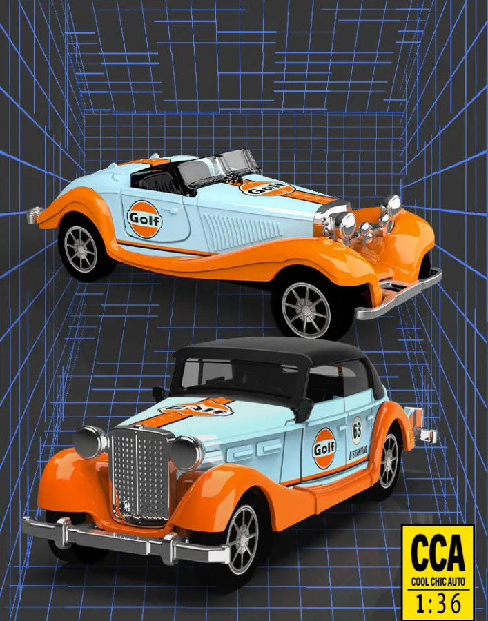 Классический 1:36 Gulf Ретро Винтаж Автомобиль из сплава Power Игрушечный автомобиль Модель Мальчика Модель Автомобиля