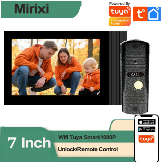 Система видеодомофона 1080P, умный Wi-Fi, беспроводной видеодомофон Tuya, 7-дюймовый монитор, обнаружение движения для дома, виллы, квартиры черный