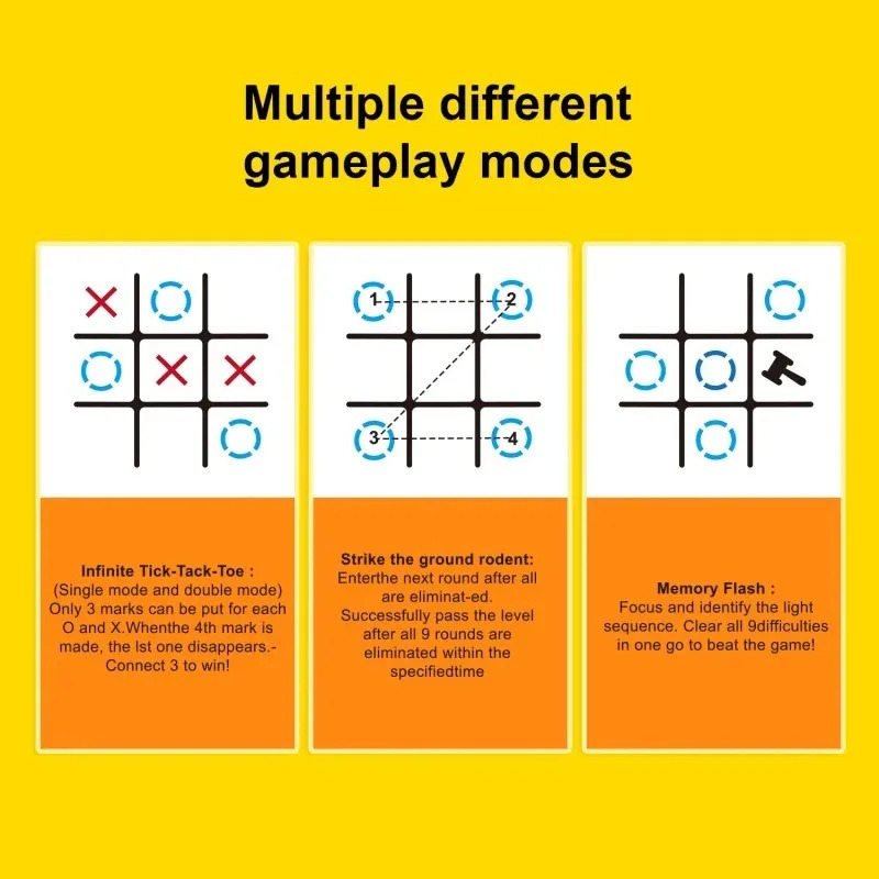 Elektron Tic Tac Toe shaxmat taxtasi Ko'p funktsiyali bolalar ta'lim strategiyasi o'yinchoqlari interaktiv miya o'yini Ota-bola uchun qiziqarli