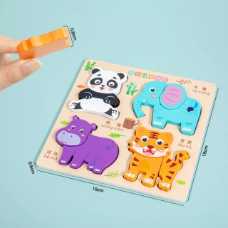 Деревянные игрушки с героями мультфильмов, 3D пазлы для детей, развивающие игрушки для раннего обучения, познавательные головоломки с животными для маленьких детей, подарок