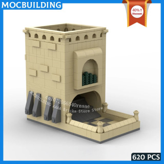 Конструктор MOC: Модель башни в тематической игровой сцене, архитектурные игрушки в стиле городского пейзажа, кирпичики для самостоятельной сборки, креативный подарок