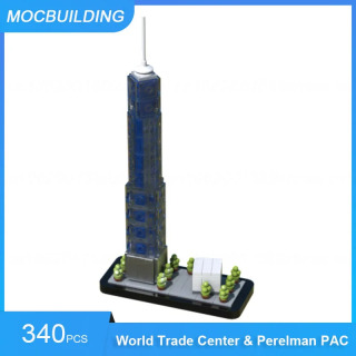 Конструктор MOC: Торговый центр One World Trade Center и Перельманский арт-центр (Perelman PAC) — Архитектурные модели для самостоятельной сборки, 340 деталей, игрушка-подарок для демонстрации Светло-серый