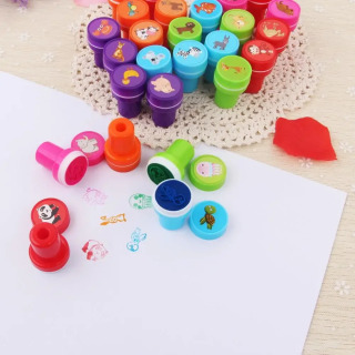 26 dona/to'plam yumaloq ko'p rangli shtamp Qiziqarli bolalar uchun DIY Scrapbooking bolalar shtampi Fotoalbom Scrapbooking mukofoti o'yinchoq