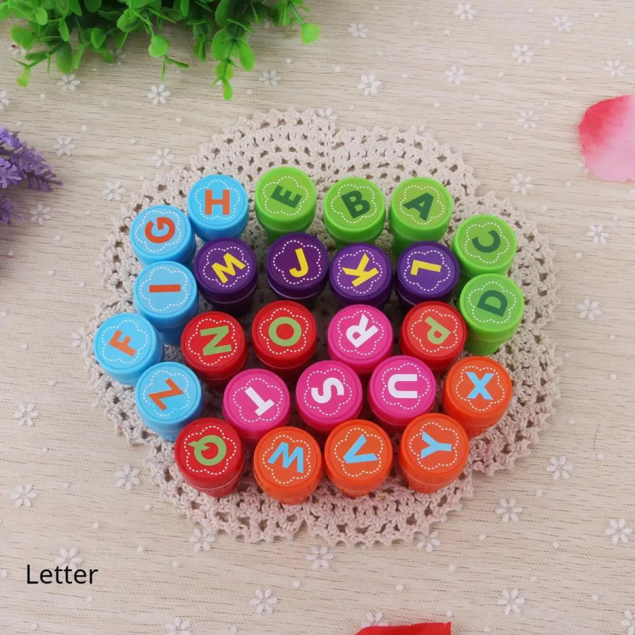 26 dona/to'plam yumaloq ko'p rangli shtamp Qiziqarli bolalar uchun DIY Scrapbooking bolalar shtampi Fotoalbom Scrapbooking mukofoti o'yinchoq