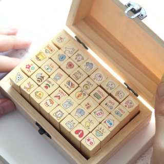 40 dona/to'plam Yoqimli multfilm shtampi DIY yog'och rezina shtamplar to'plami DIY Scrapbooking kundaligi hunarmandchilik taklifnomalari uchun san'at hunarmandchiligini yasash
