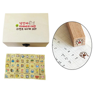 40 dona/to'plam Yoqimli multfilm shtampi DIY yog'och rezina shtamplar to'plami DIY Scrapbooking kundaligi hunarmandchilik taklifnomalari uchun san'at hunarmandchiligini yasash
