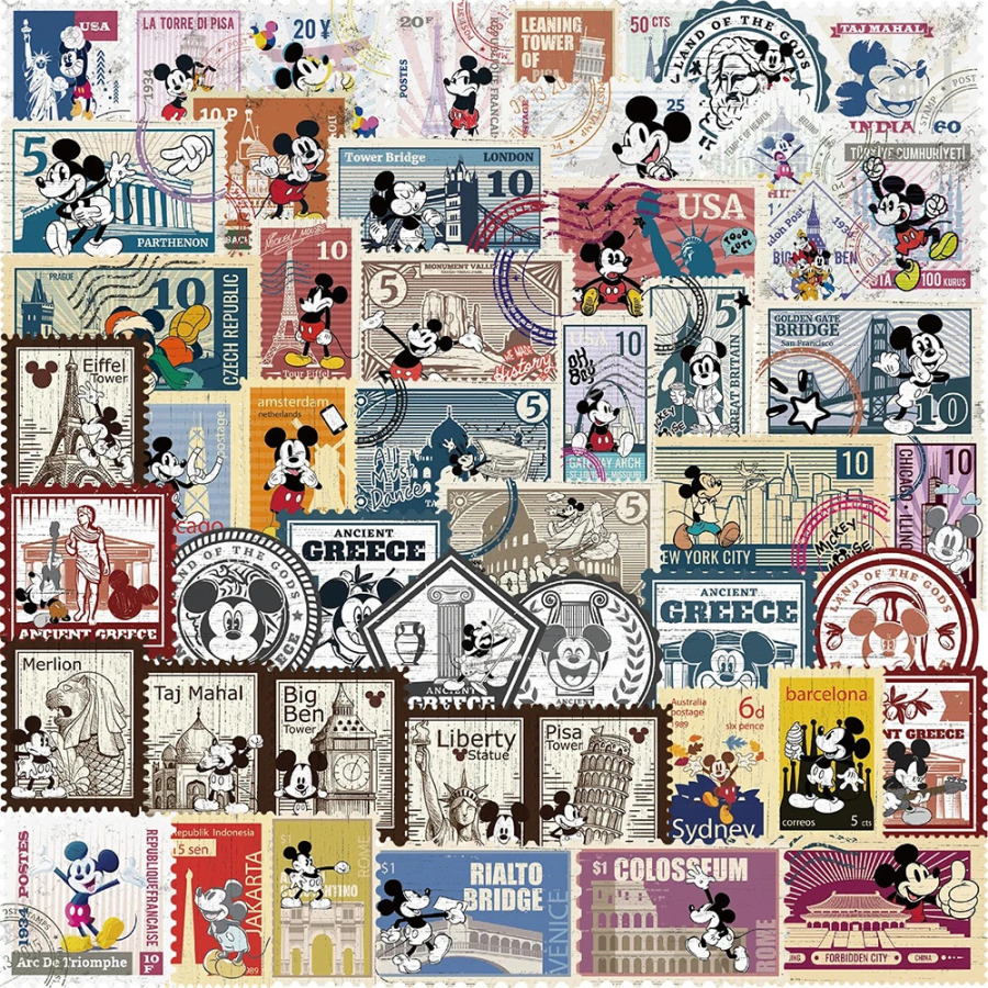 10/30/50 dona. Disney Retro Mikki shtamplari Multfilm stikerlari Qiziqarli Graffiti stikerlari Bolalar o'yinchoqlari uchun DIY kantselyariya bloknoti telefon stikerlari