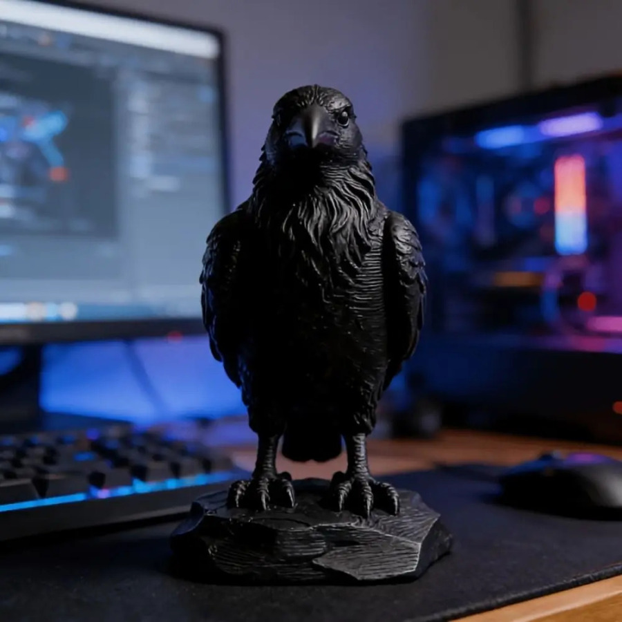 Готическая статуэтка ворона, 3D-печатная модель, имитация ворона, декор для дома, украшение в виде птицы, сувенир для фермы