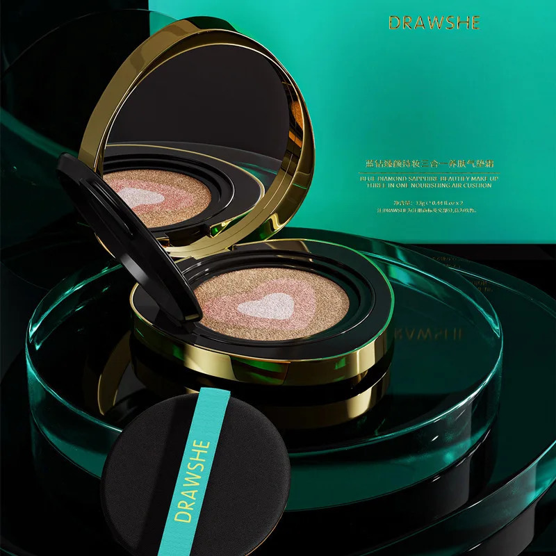 Korean Cosmetic Air Cushion Foundation Yostig'i BB CC kremi 3-si 1-da oziqlantiruvchi yashiruvchi bo'yanish to'plami