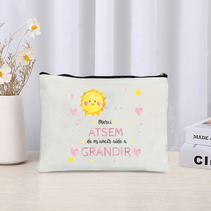 Kosmetik sumka Men dunyodagi eng yaxshi atsemman Bosilgan kanvas sumkasi oddiy sayohat terini parvarish qilish sumkasi tualet buyumlarini saqlash uchun sovg'a