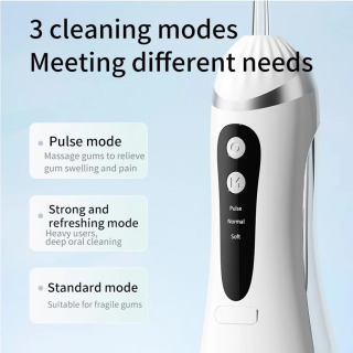 Oral Irrigator 3 tozalash rejimi Portativ qayta zaryadlanuvchi suv o'tkazmaydigan IP65 Tish Irrigatori Tishlarni oqartiruvchi Jet Floss 200ml