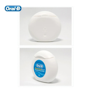 Oral B Essential Floss, tish go'shtini parvarish qilish uchun qulay bo'lmagan mumli tish ipi, tekis ipli tishlararo toza ip, 50m / dona.