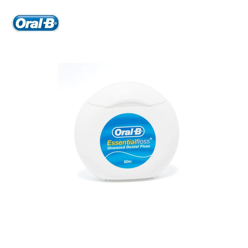 Oral B Essential Floss, tish go'shtini parvarish qilish uchun qulay bo'lmagan mumli tish ipi, tekis ipli tishlararo toza ip, 50m / dona.