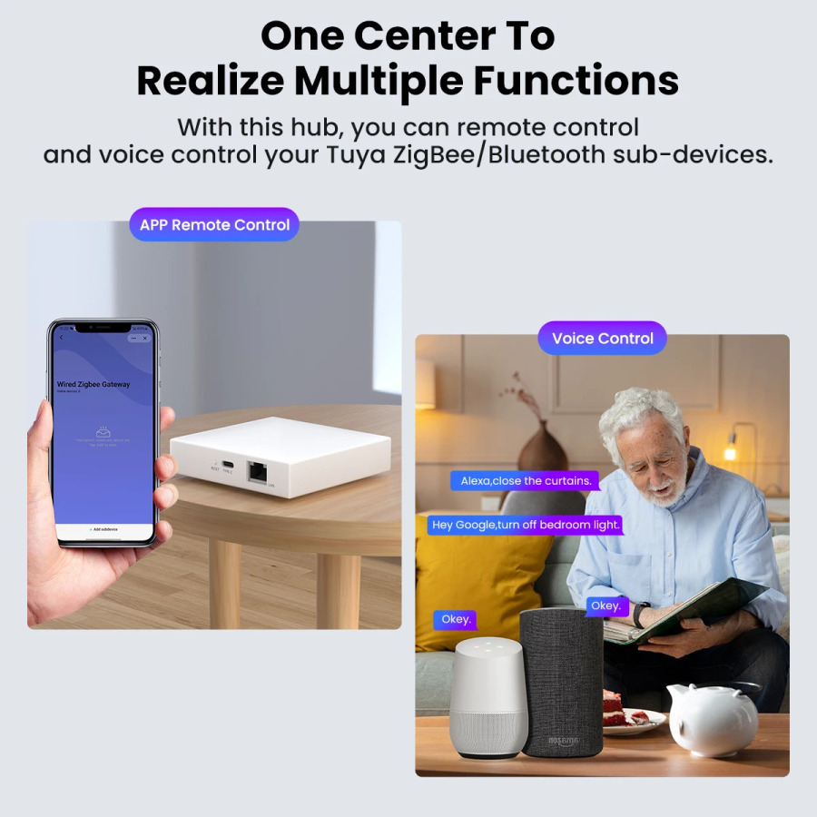 GIRIER Tuya ZigBee uy avtomatlashtirish tizimi uchun simli/simsiz Smart Bridge Gateway Hub, 128 tagacha qurilmalarni qoʻllab-quvvatlaydi, Alexa bilan ishlaydi