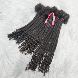 Jingalak uchlari bilan 8-12 dyuymli qo'lda ishlangan jingalak ponytail qulflari bilan inson sochlari Dreadlocks Ayollar erkaklar uchun 10 ta iplar
