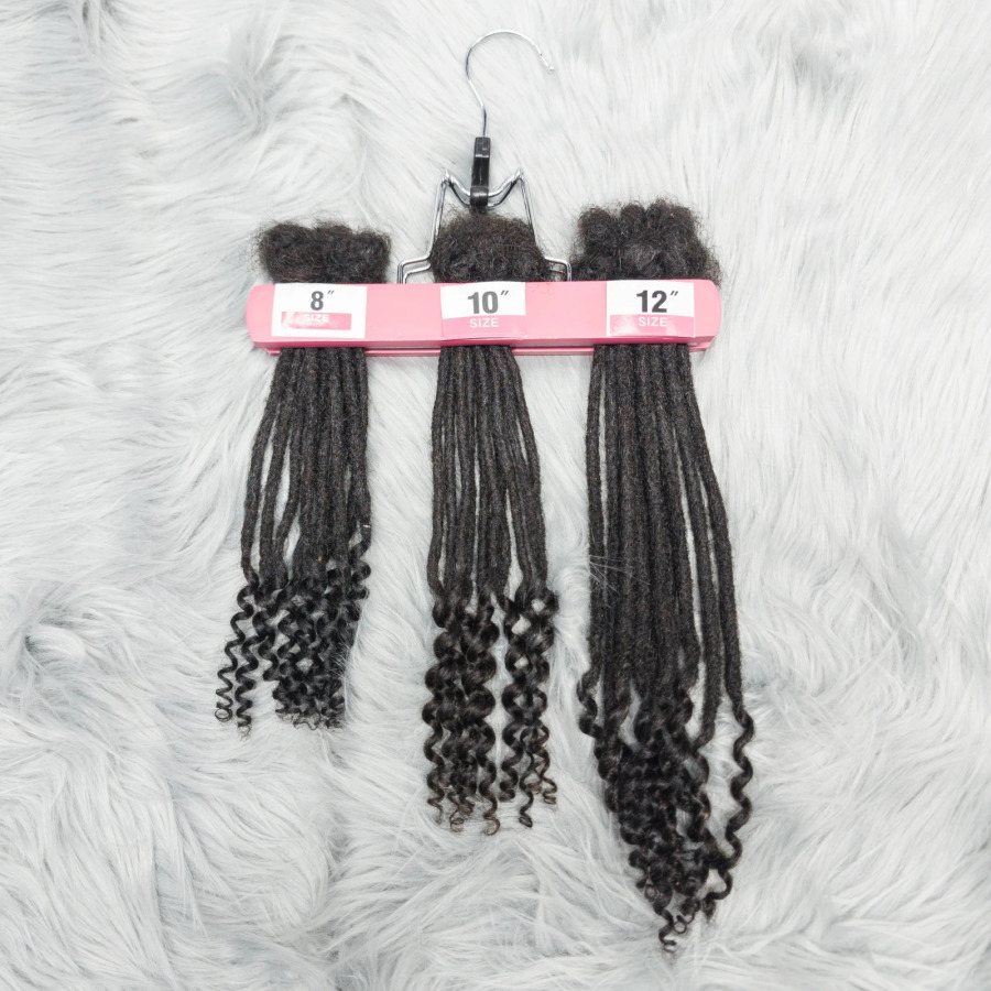 Jingalak uchlari bilan 8-12 dyuymli qo'lda ishlangan jingalak ponytail qulflari bilan inson sochlari Dreadlocks Ayollar erkaklar uchun 10 ta iplar