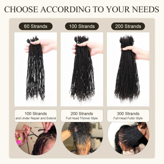 8-12 dyuymli 0,2 sm qo'lda ishlangan Inter Loc kengaytmasi Sisterlocks 100% haqiqiy inson sochlari doimiy Micro Locs kengaytmalari Yumshoq Dreadlocks