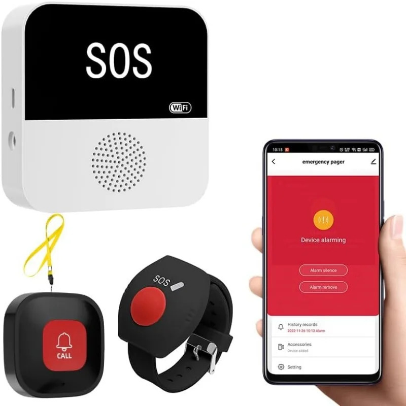 Wi-Fi Smart simsiz parvarishlash peyjer qo'ng'iroq tizimi Favqulodda ogohlantirish tizimi Keksalar nogiron bemorlar uchun hayot tugmasi