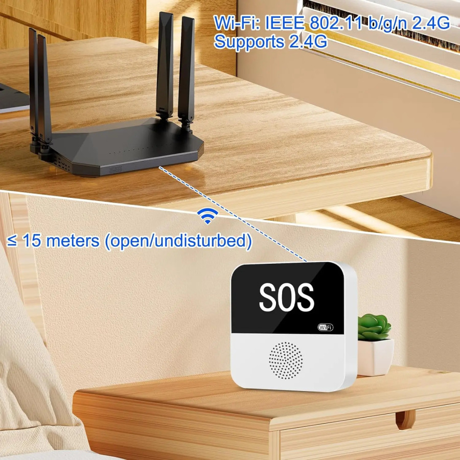 Wi-Fi Smart simsiz parvarishlash peyjer qo'ng'iroq tizimi Favqulodda ogohlantirish tizimi Keksalar nogiron bemorlar uchun hayot tugmasi