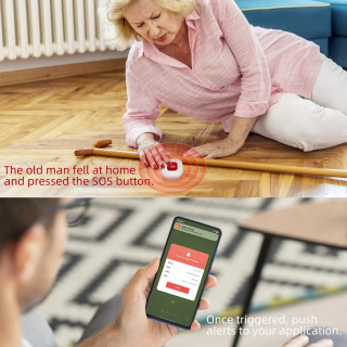 Keksalarga g'amxo'rlik qiluvchilar uchun Wi-Fi favqulodda qo'ng'iroq tugmasi Uyda qariyalar uchun signalizatsiya tizimi Tuya APP mustaqil signal bilan ishlaydi.