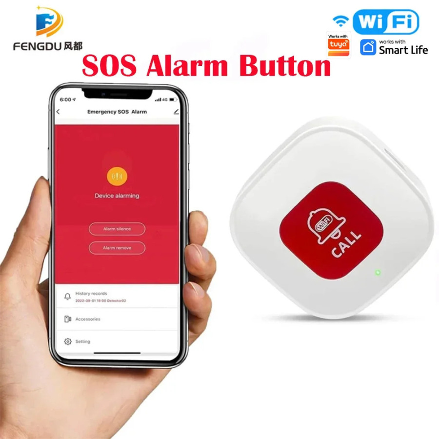 Keksalarga g'amxo'rlik qiluvchilar uchun Wi-Fi favqulodda qo'ng'iroq tugmasi Uyda qariyalar uchun signalizatsiya tizimi Tuya APP mustaqil signal bilan ishlaydi.