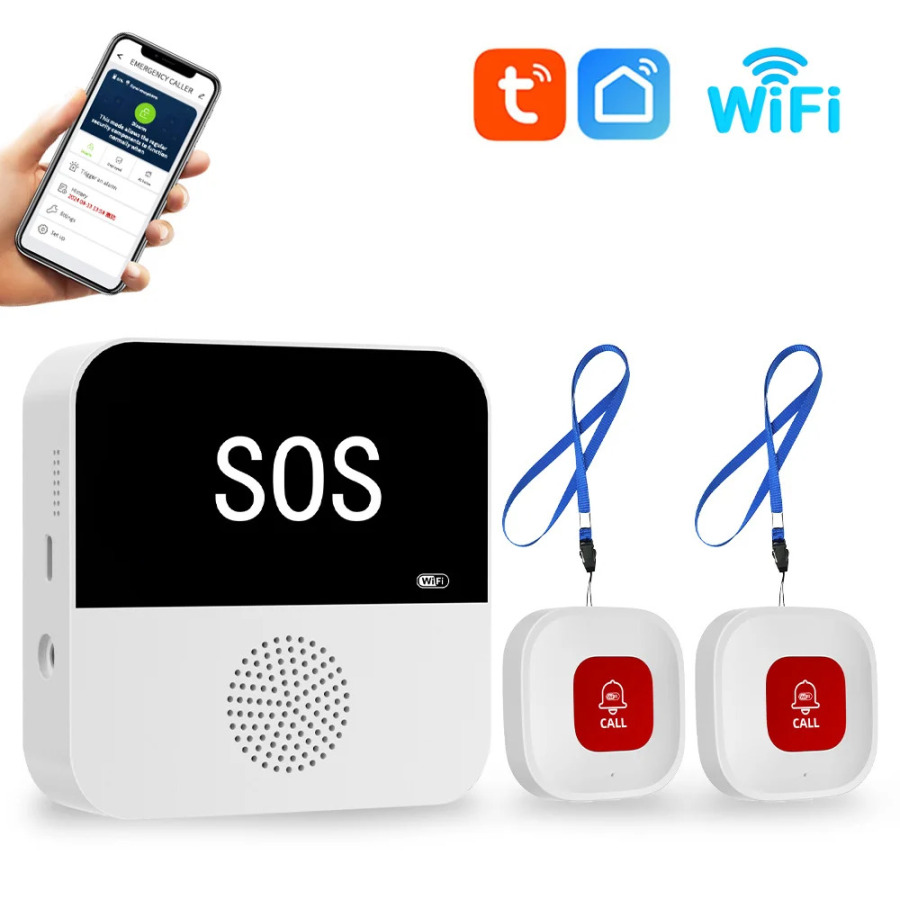 Smart Simsiz WiFi Keksa Peyjer SOS qo'ng'iroq tugmasi Uydagi keksa bemorlar uchun shoshilinch tibbiy ogohlantirish tizimi