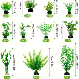 Akvarium dekor to'plami Sun'iy plastik baliq tanki o'simliklari Plastik o't o'tlar suv peyzaji Yengil Aquascape to'plami