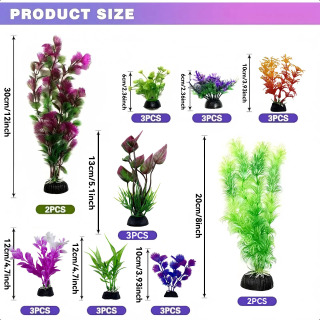 Akvarium dekor to'plami Sun'iy plastik baliq tanki o'simliklari Plastik o't o'tlar suv peyzaji Yengil Aquascape to'plami