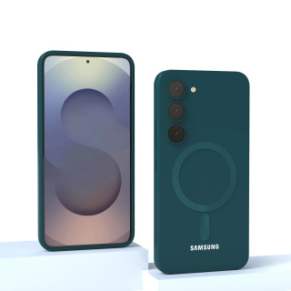 Для магнитного чехла Samsung Galaxy S25 FE S24 S23 S22 S21 S20 FE Magsafe S25FE противоударный полное покрытие жидкий силиконовый гелевый чехол зеленый ХОЛСТ