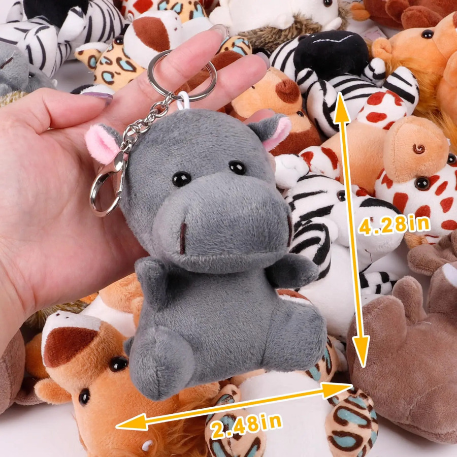 6-36 Kichkina Safari o'yinchoqlari 3D o'rmon hayvonlari 12 sm mini peluş o'yinchoqlar ziyofat sovg'a sumkalari chaqaloq dush tug'ilgan kun sovg'alari