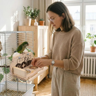 Настенная двойная миска для корма для птиц, большая емкость, устойчивая к брызгам и ударам, для попугаев, для вольеров