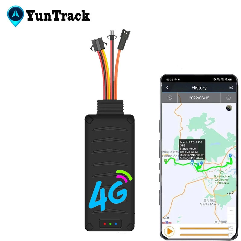 4G GPS-трекер для автомобиля и мотоцикла с функцией отключения топлива, отслеживанием, SOS-мониторингом, оповещением о состоянии ACC, отключением питания, оповещением о ударе, SMS, звонках, сигнализацией, локатором и приложением