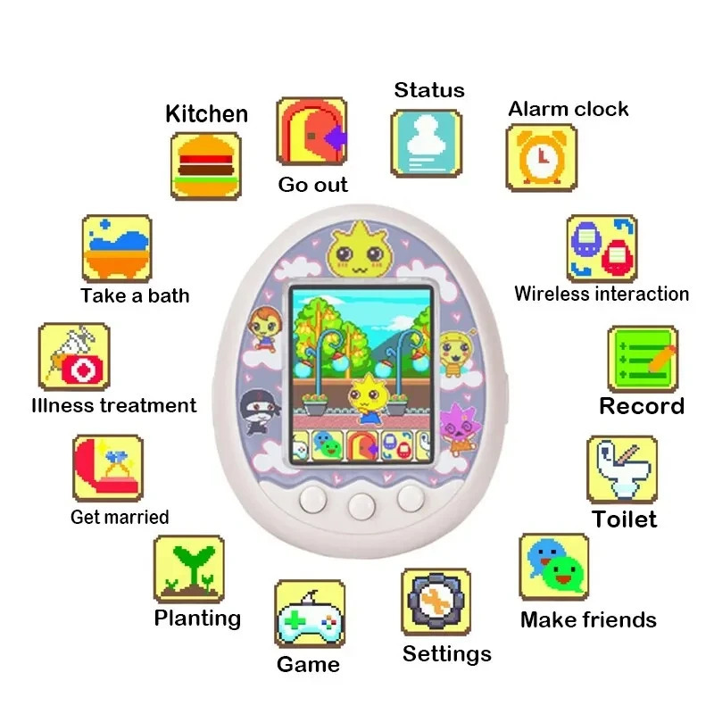Rangli ekranli elektron virtual uy hayvonlari Tamagotchi: virtual uy hayvonlari bilan muloqot qilish uchun interfaol qo'lda o'yin...