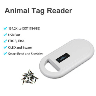 Uy hayvonlari uchun mikrochip skaneri, qoʻlda uy hayvonlari uchun chiplarni oʻqish qurilmasi, qoʻlda RFID oʻquvchi, ISO 11784/11785 FDX-B va ID64 EMIDni qoʻllab-quvvatlaydi