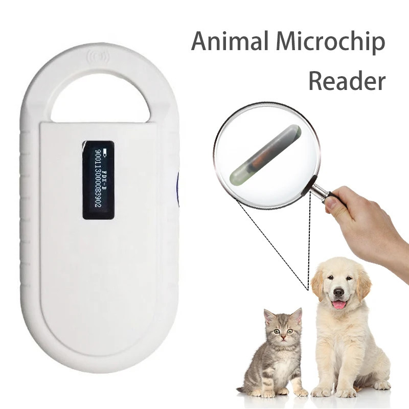 Uy hayvonlari uchun mikrochip skaneri, qoʻlda uy hayvonlari uchun chiplarni oʻqish qurilmasi, qoʻlda RFID oʻquvchi, ISO 11784/11785 FDX-B va ID64 EMIDni qoʻllab-quvvatlaydi