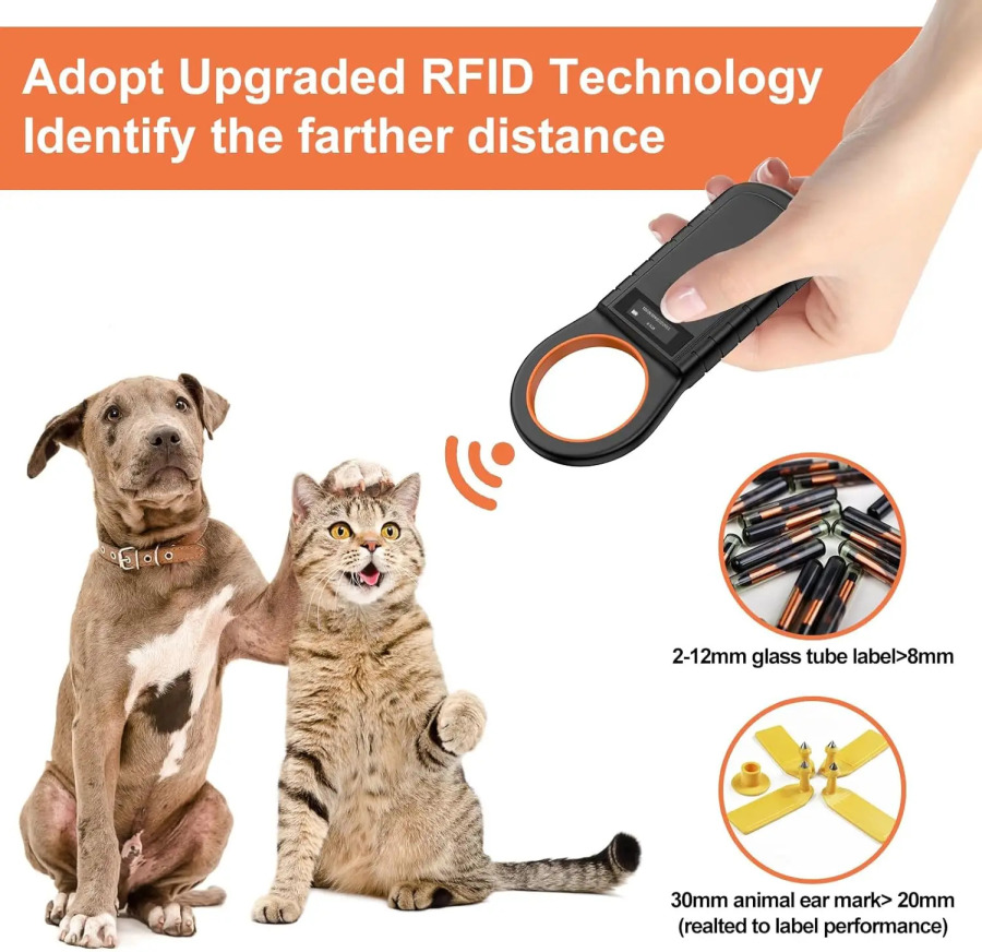 Uy hayvonlari uchun mikrochip skaneri RFID hayvonlar identifikatori yorlig'i skaneri Uy hayvonlari chiplari skaneri ISO11784/85/FDX-B/EMID itlar, uy hayvonlari va mushuklar uchun