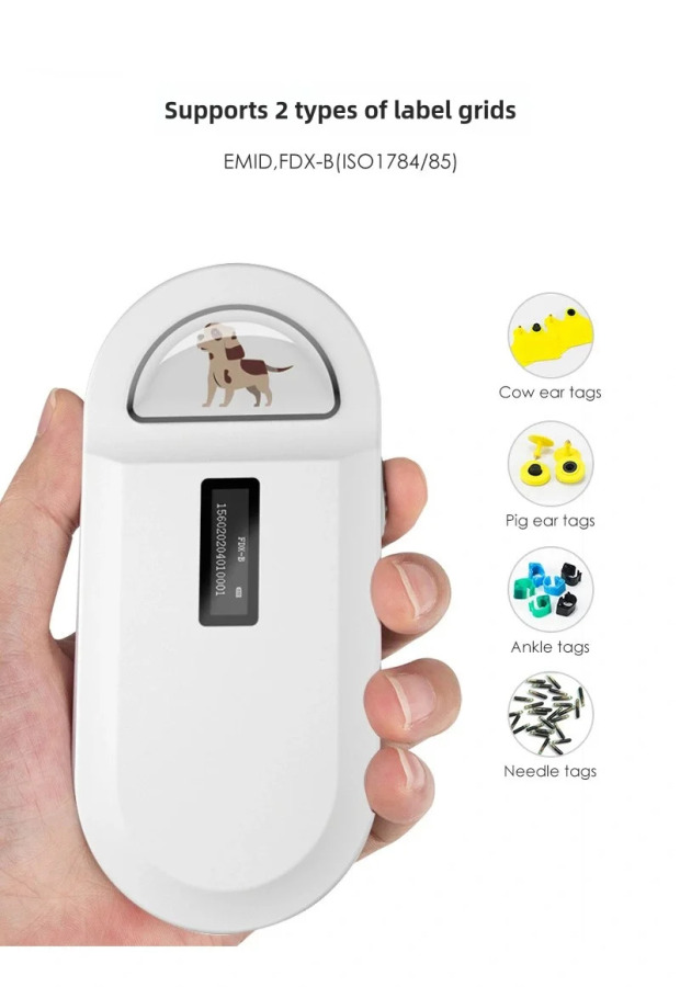Zaryadlanuvchi 134,2 KHz uy hayvonlari uchun mikrochip RFID o'quvchi PT160 qo'lda ishlatiladigan raqamli ID uy hayvonlari uchun chip skaneri It mushuklarini boshqarish uchun