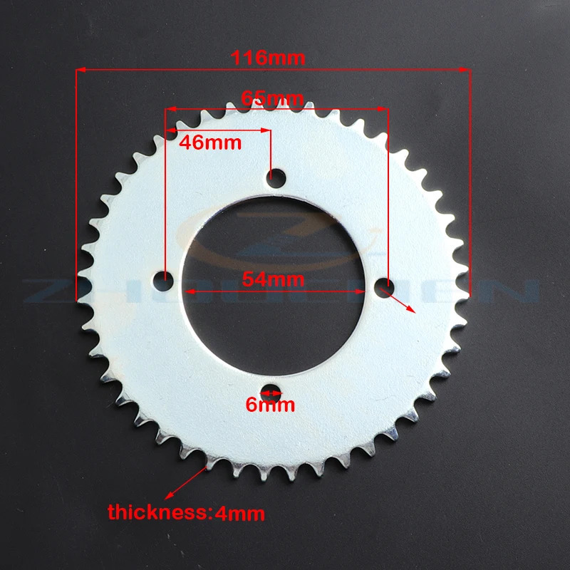 Задняя звездочка T8F 44T Tooth 54 мм, серебристая Звездочка для Mini Moto ATV Quad Dirt Pit Pocket, детали для мопеда, скутера
