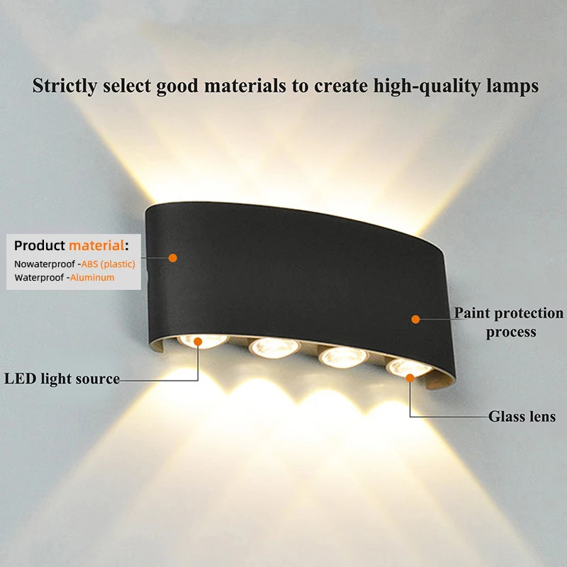 LED devor lampalari Yashash xonasi Yotoq xonasi dekoratsiyasi uchun zamonaviy ichki tashqi yorugʻlik oq yuqoriga va pastga devor chiroqlari